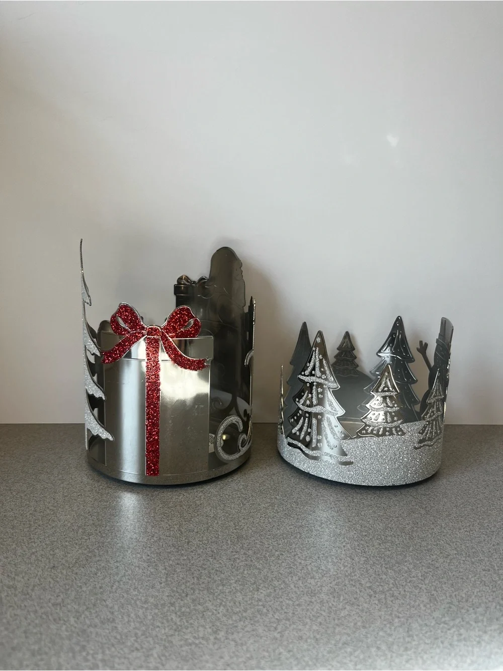 Bath & Body Works Christmas 3-Wick Candle Holder Set Santa & Snowman